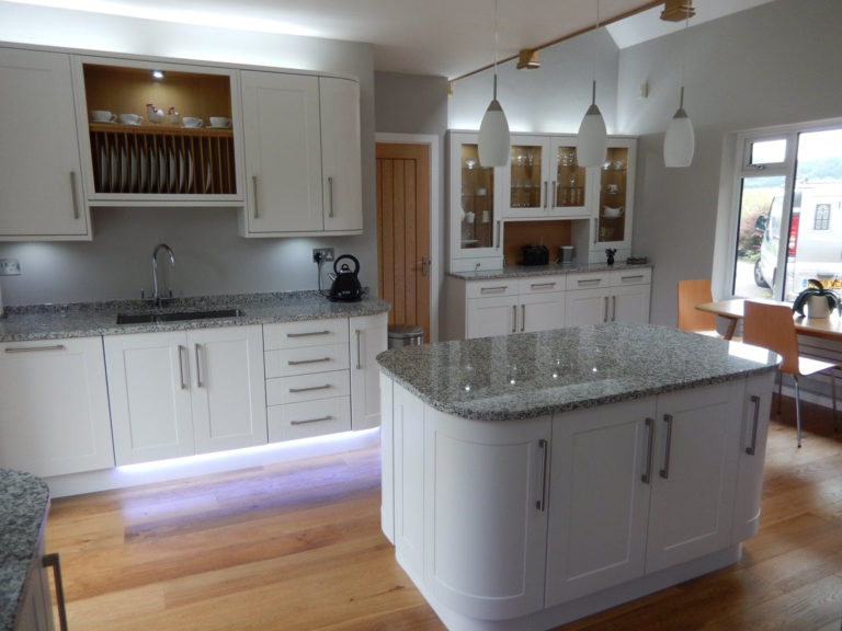 kitchen design and fitting white gloss with island basingstoke