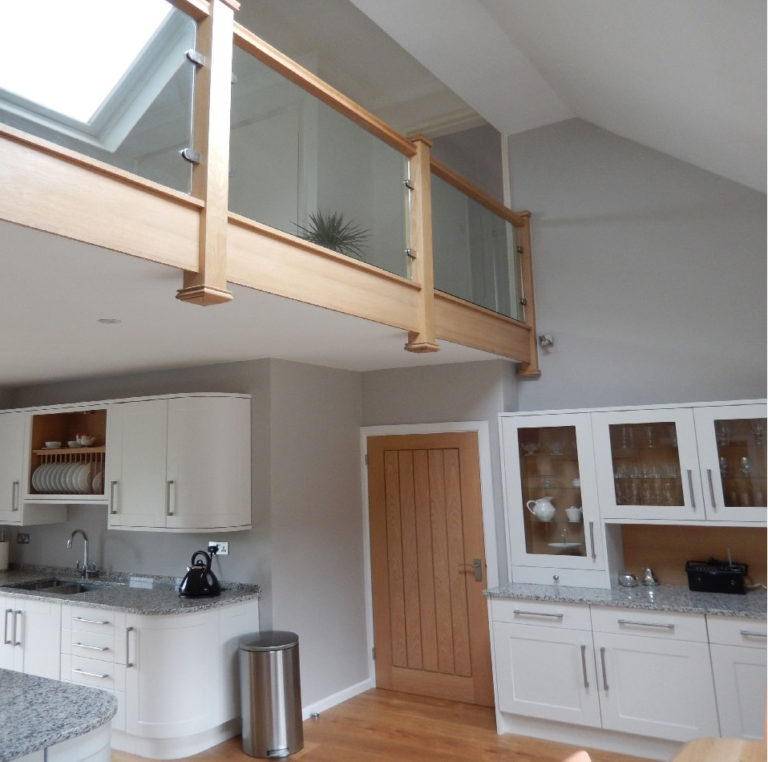 kitchen with gallery stair landing david matthews carpentry and joinery basingstoke