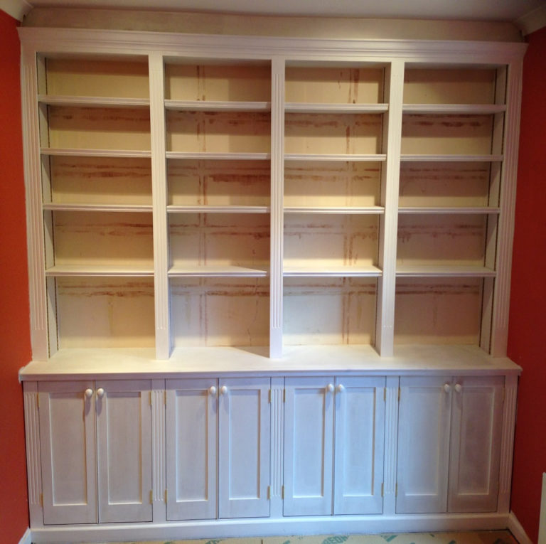 bespoke wooden bookshelves with storage david matthews carpentry and joinery basingstoke