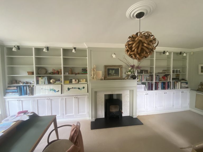 Bespoke fitted bookcase and storage cupboards david matthews carpentry and joinery basingstoke