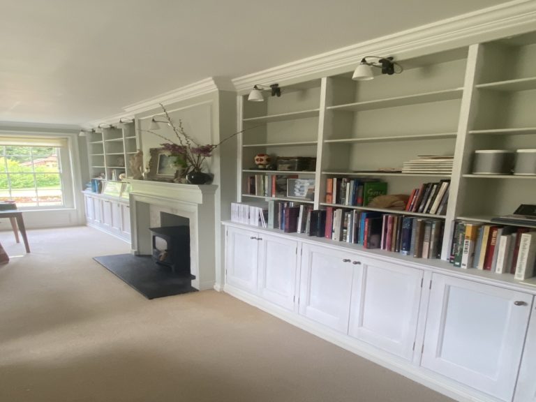 Bespoke fitted bookcase and storage cupboards david matthews carpentry and joinery basingstoke